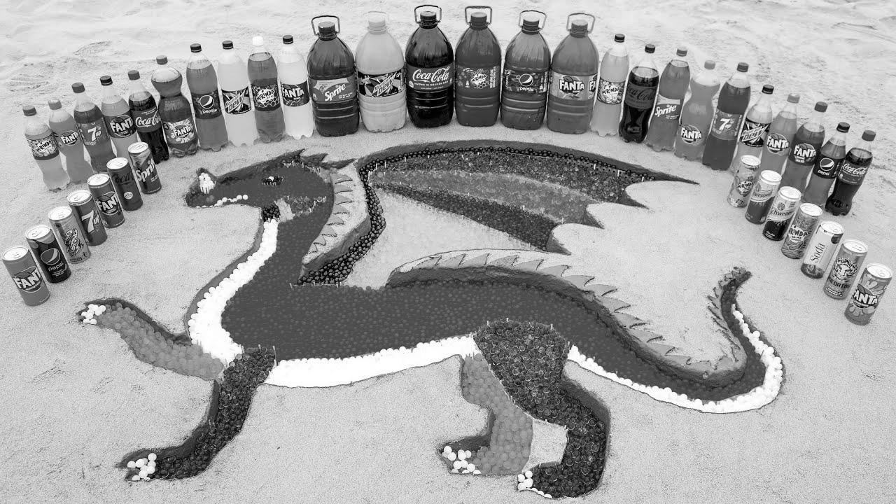 Easy methods to make Rainbow DRAGON with Orbeez Colorful, Big Coca Cola, Fanta and Mentos & Fashionable Sodas